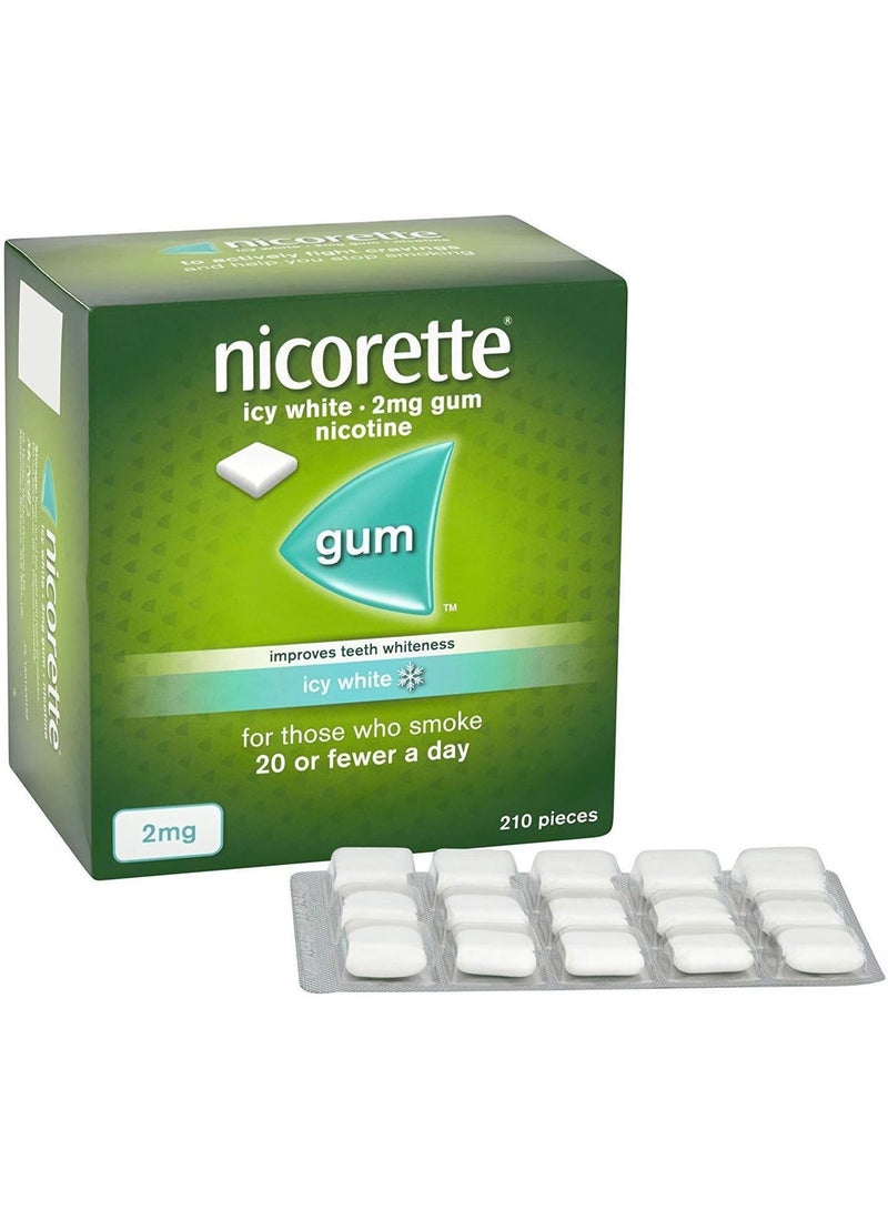 Nicorette Gum Also Whitens Teeth -Stop Smoking Aid (Icy White, 2mg, 210 Pieces) - Image 2